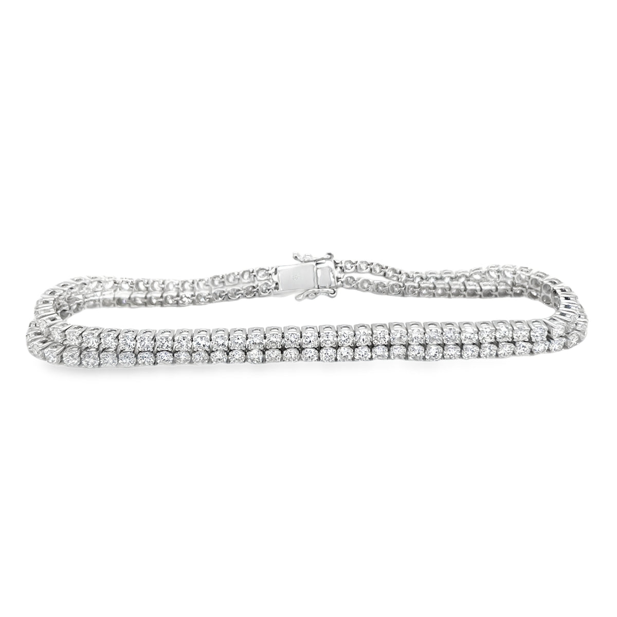 Jai's 18K White Gold 6.5-carat Two-strand Diamond Tennis Bracelet