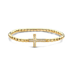 Hulchi Belluni's 18K Yellow Gold Diamond Cross Tresore Stretch Cross Bracelet