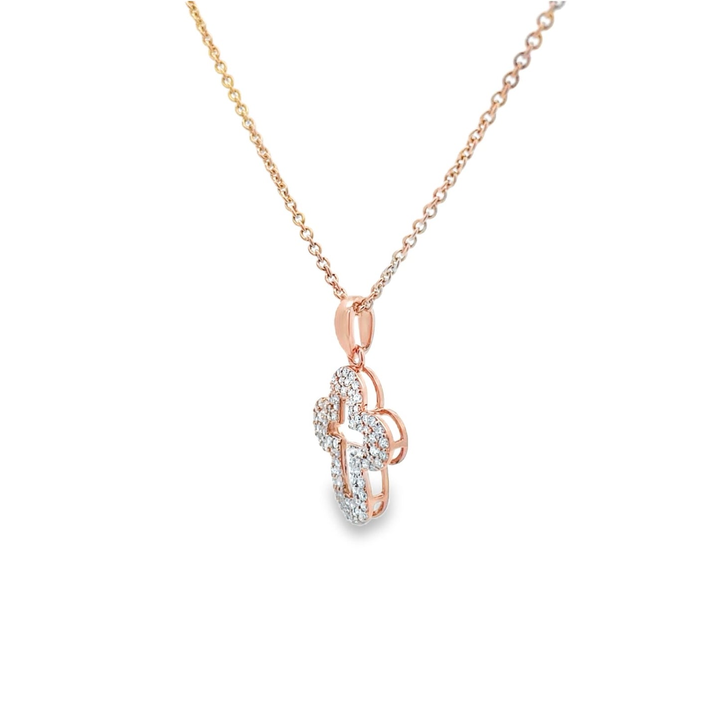Jai's 14K Rose Gold Diamond Pave Cross Necklace