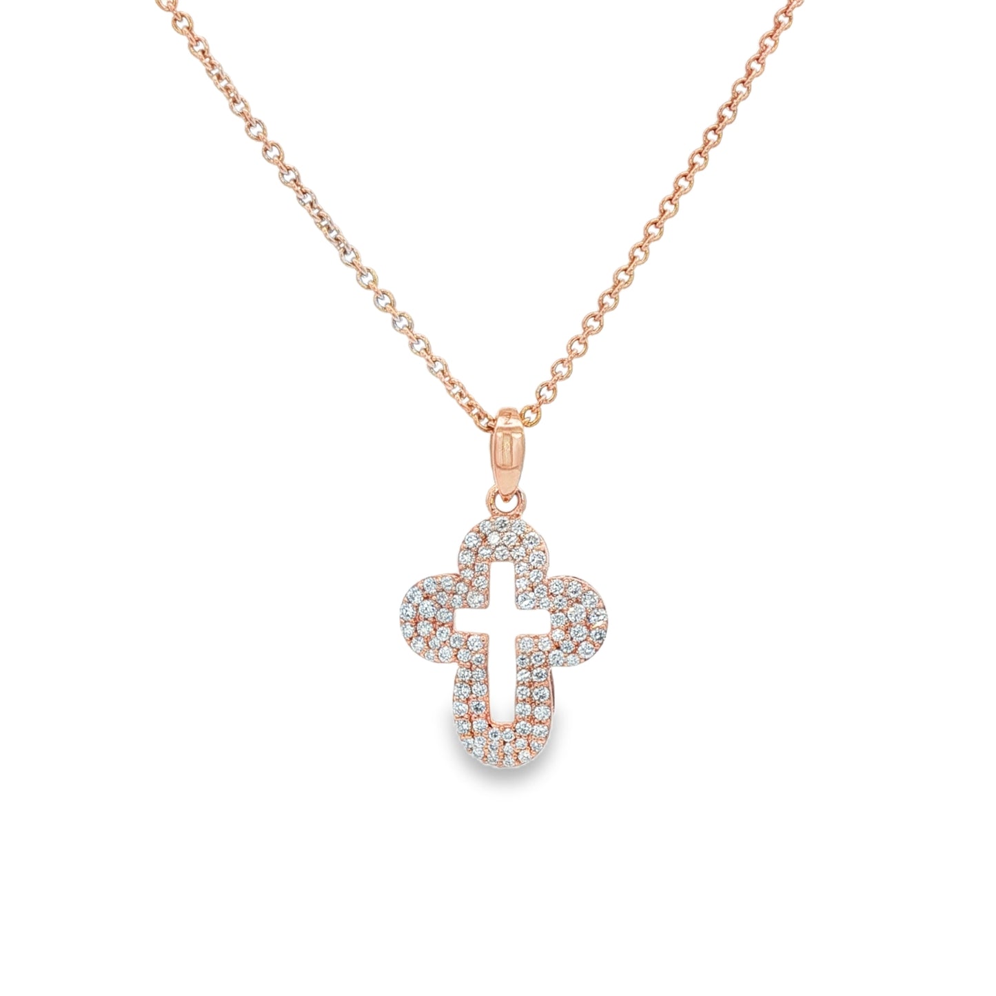 Jai's 14K Rose Gold Diamond Pave Cross Necklace