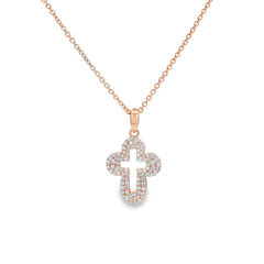 Jai's 14K Rose Gold Diamond Pave Cross Necklace