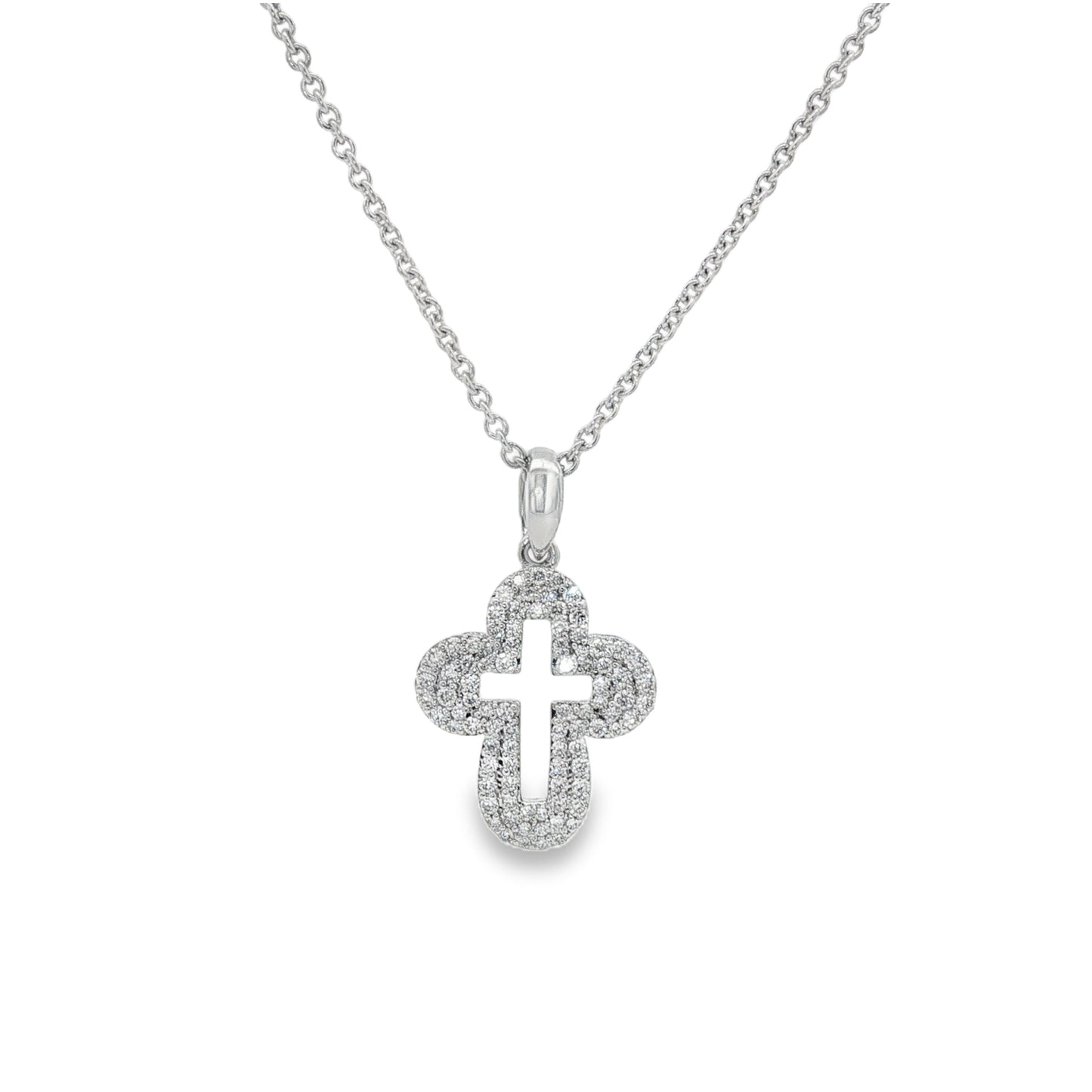 Jai's 14K White Gold Diamond Pave Cross Necklace