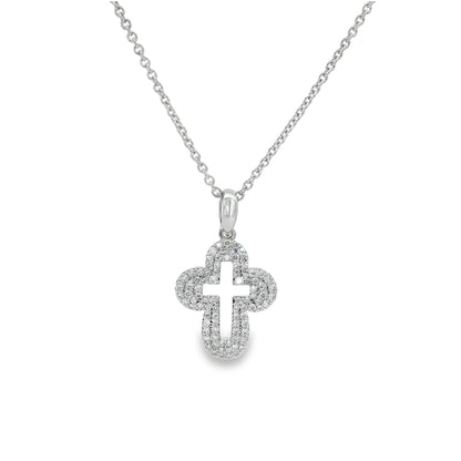 Jai's 14K White Gold Diamond Pave Cross Necklace