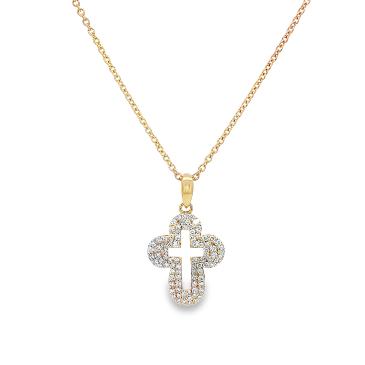Jai's 14K Yellow Gold Diamond Pave Cross Necklace