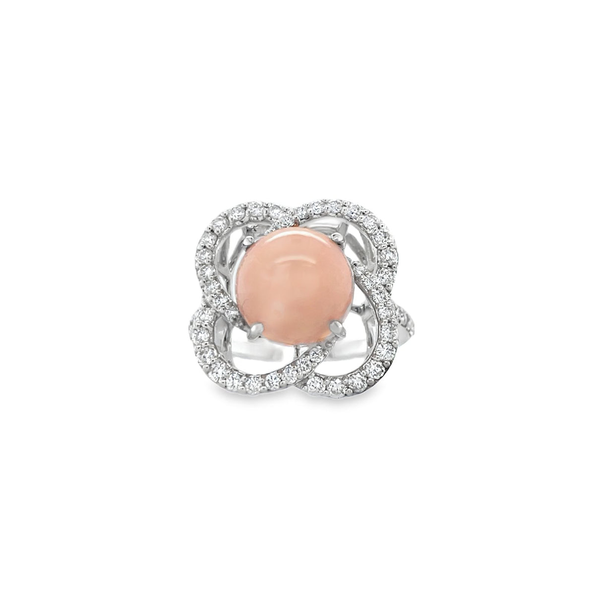 Jai's 18K White Gold Floral Conch Pearl & Diamond Ring