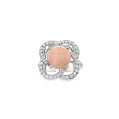 Jai's 18K White Gold Floral Conch Pearl & Diamond Ring