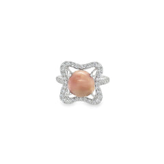 Jai's 14K White Gold Floral Conch Pearl & Diamond Ring