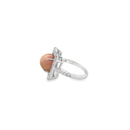 Jai's 14K White Gold Floral Conch Pearl & Diamond Ring