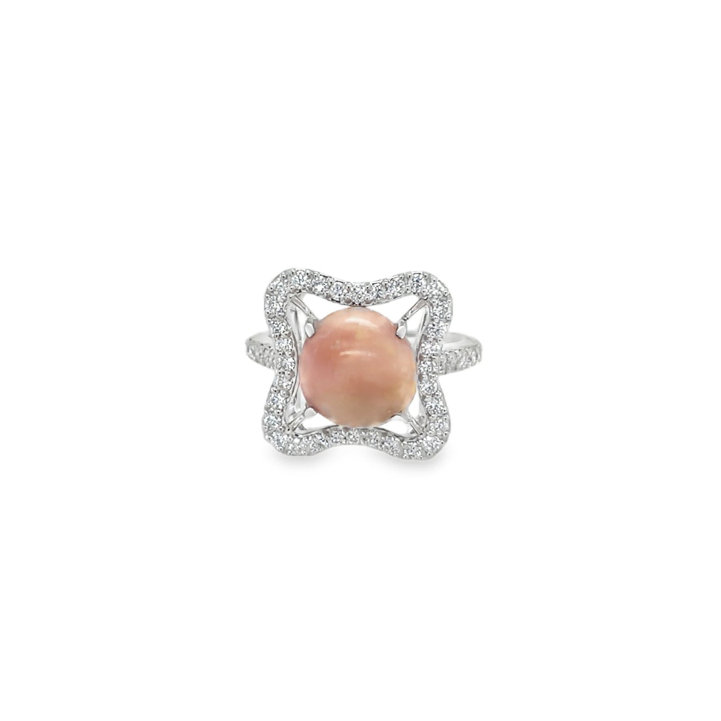 Jai's 14K White Gold Floral Conch Pearl & Diamond Ring