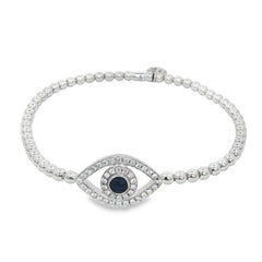 Hulchi Belluni's 18K White Gold Sapphire & Diamond Evil Eye Tresore Stretch Bracelet