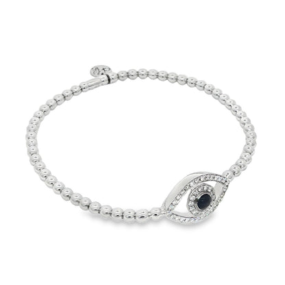 Hulchi Belluni's 18K White Gold Diamond & Sapphire Evil Eye Tresore Stretch Bracelet