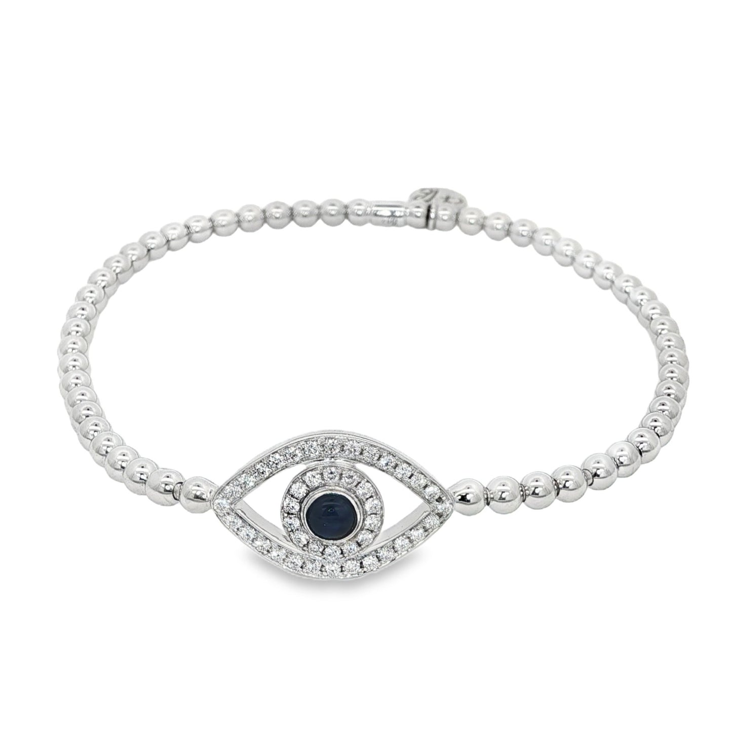Hulchi Belluni's 18K White Gold Diamond & Sapphire Evil Eye Tresore Stretch Bracelet