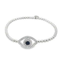 Hulchi Belluni's 18K White Gold Diamond & Sapphire Evil Eye Tresore Stretch Bracelet