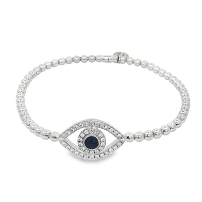 Hulchi Belluni's 18K White Gold Diamond & Sapphire Evil Eye Tresore Stretch Bracelet