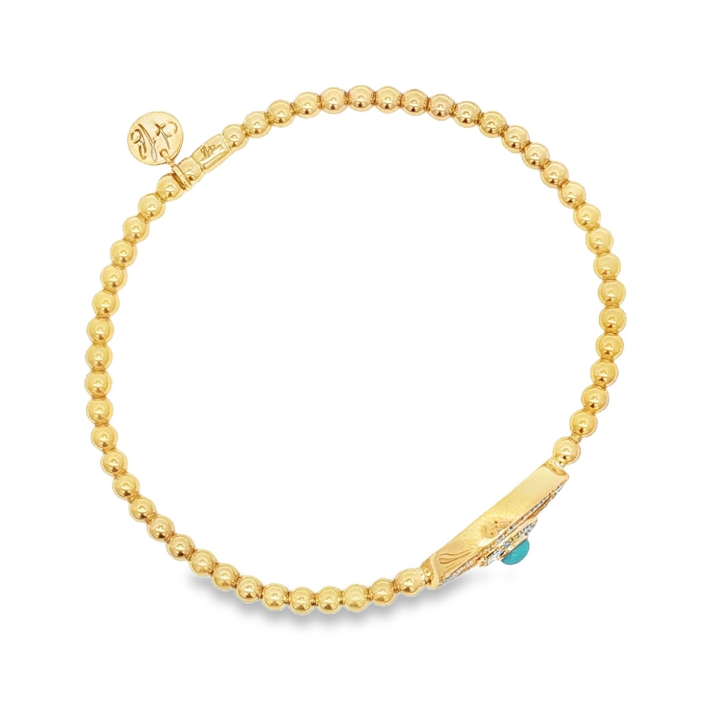 Hulchi Belluni's 18K Yellow Gold Diamond & Turquoise Evil Eye Tresore Stretch Bracelet