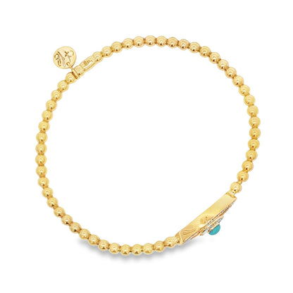 Hulchi Belluni's 18K Yellow Gold Diamond & Turquoise Evil Eye Tresore Stretch Bracelet