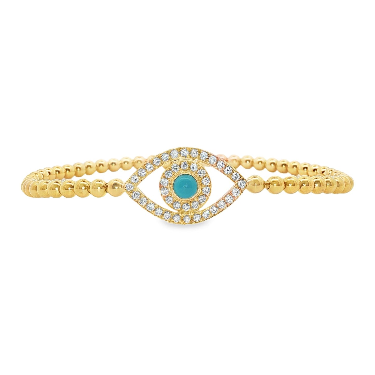 Hulchi Belluni's 18K Yellow Gold Diamond & Turquoise Evil Eye Tresore Stretch Bracelet