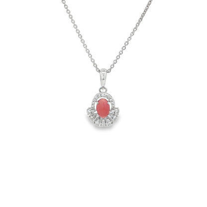 Jai's 14K White Gold Crowned Conch Pearl & Diamond Necklace