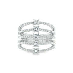 Jai's 18K White Gold Crowned Five-row Diamond Ring
