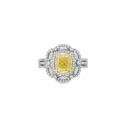 Jai's 18K White Gold Floral Yellow Diamond Ring