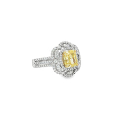 Jai's 18K White Gold Floral Yellow Diamond Ring