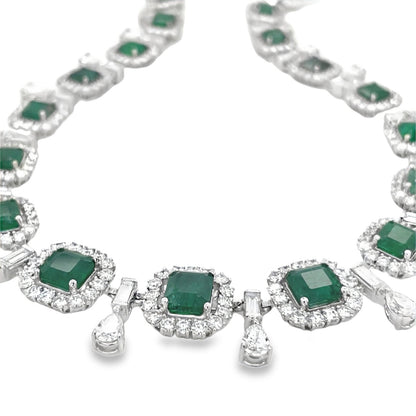 Jai's 18K White Gold Emerald & Diamond-lined Necklace