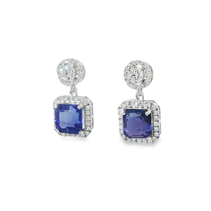 Jai's 14K White Gold Cushion-cut Tanzanite & Diamond-lined Drop Earrings