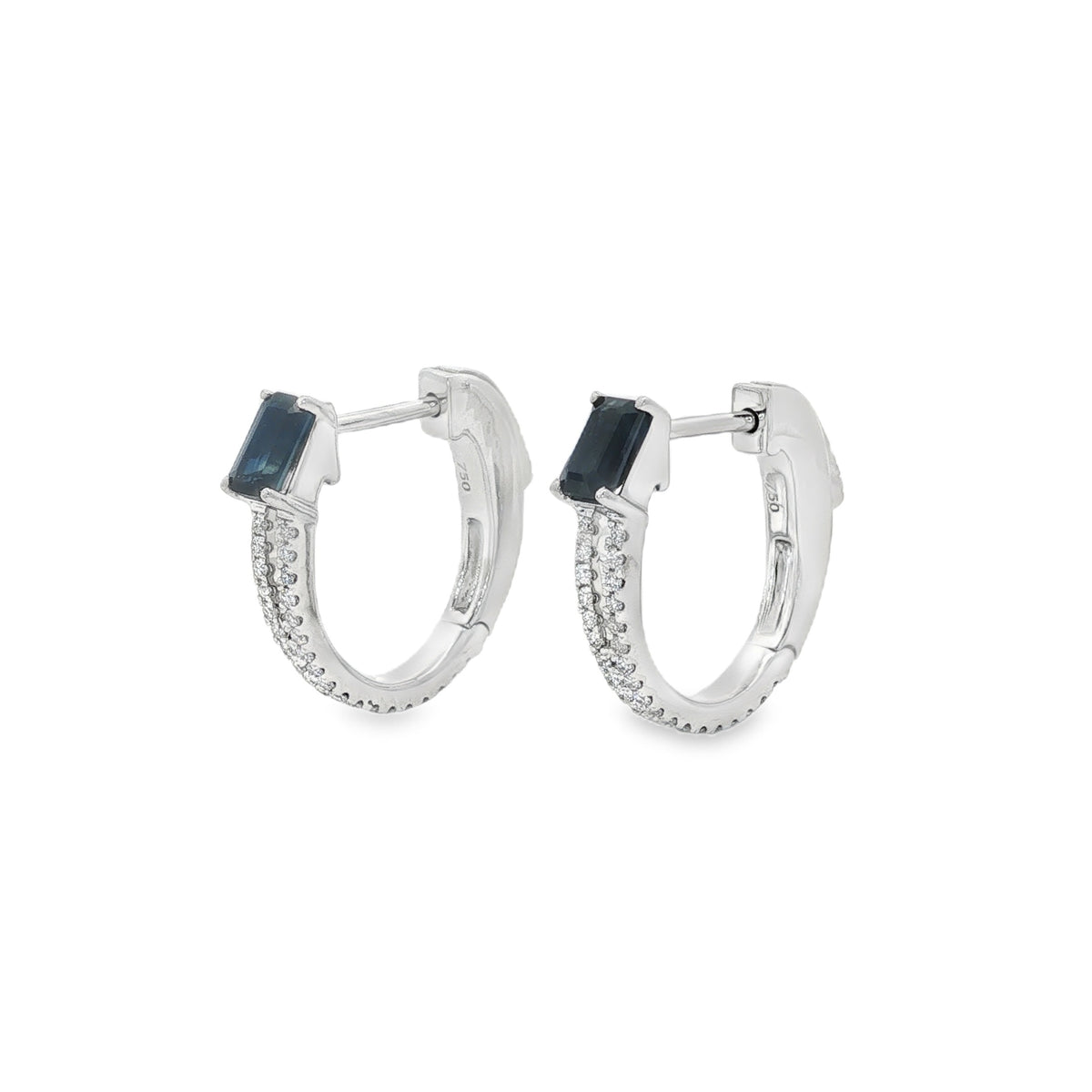 Jai's 18K White Gold Octagon-cut Sapphire & Diamond Hoops