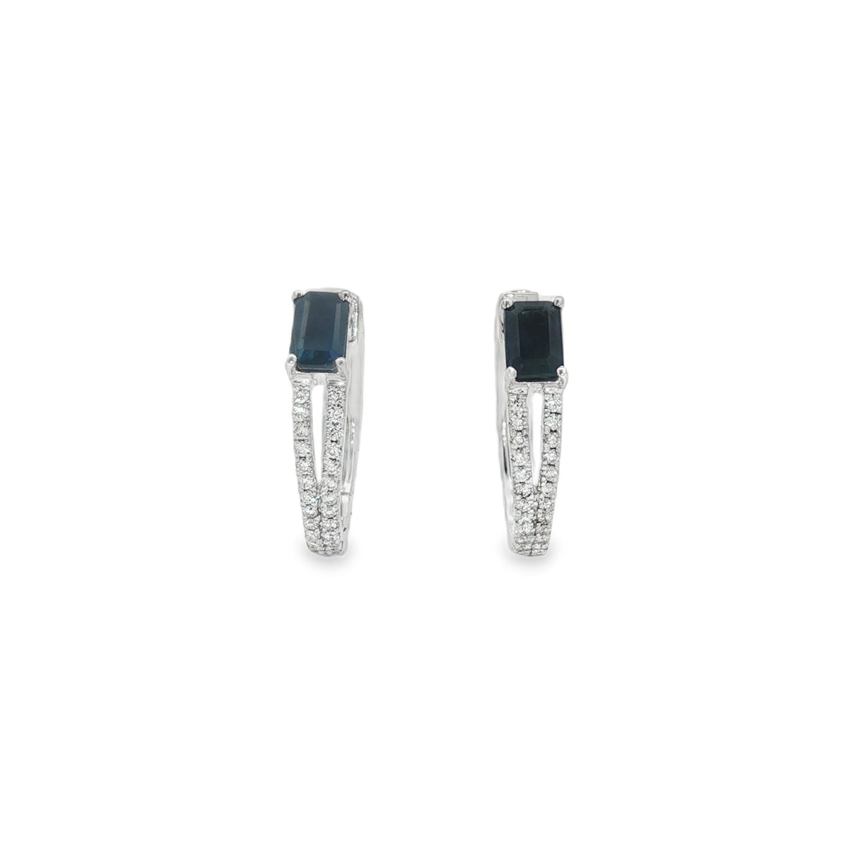 Jai's 18K White Gold Octagon-cut Sapphire & Diamond Hoops