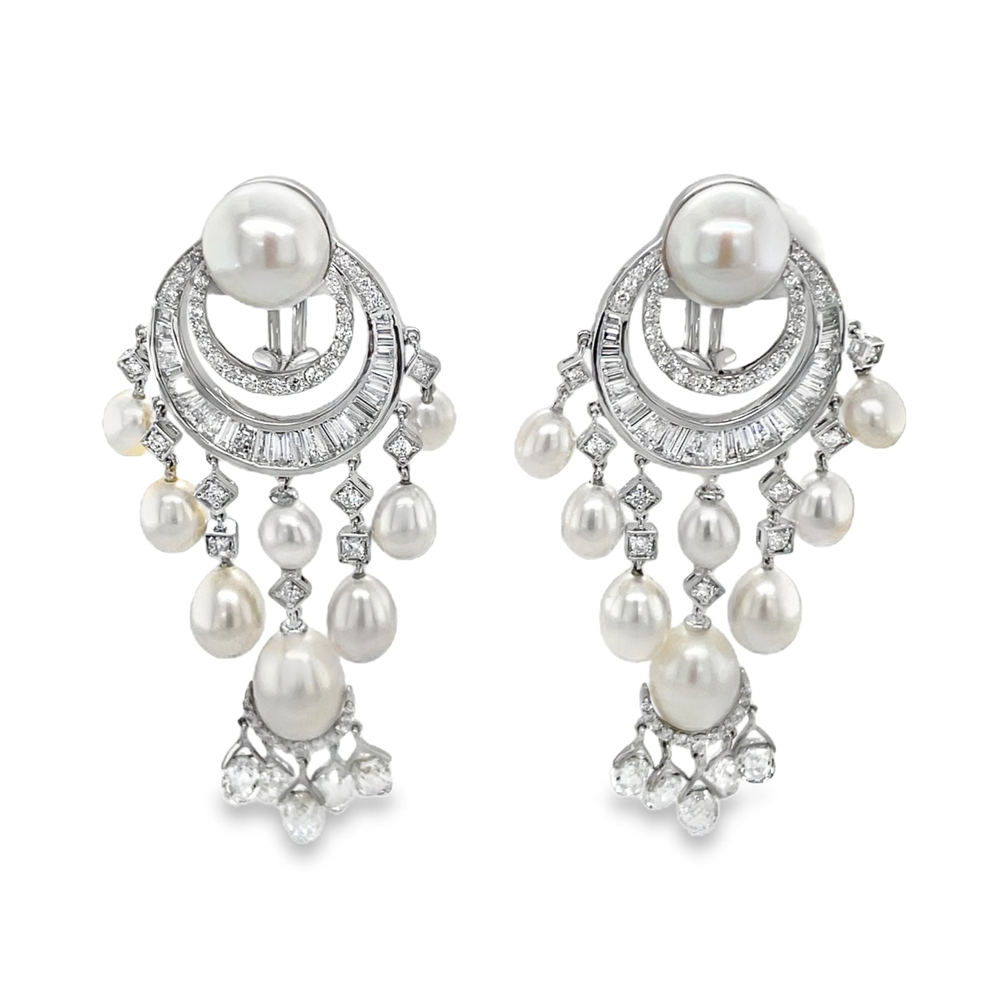 Jai's 18K White Gold Pearl & Diamond Drop Earrings