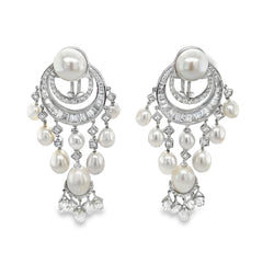 Jai's 18K White Gold Pearl & Diamond Drop Earrings