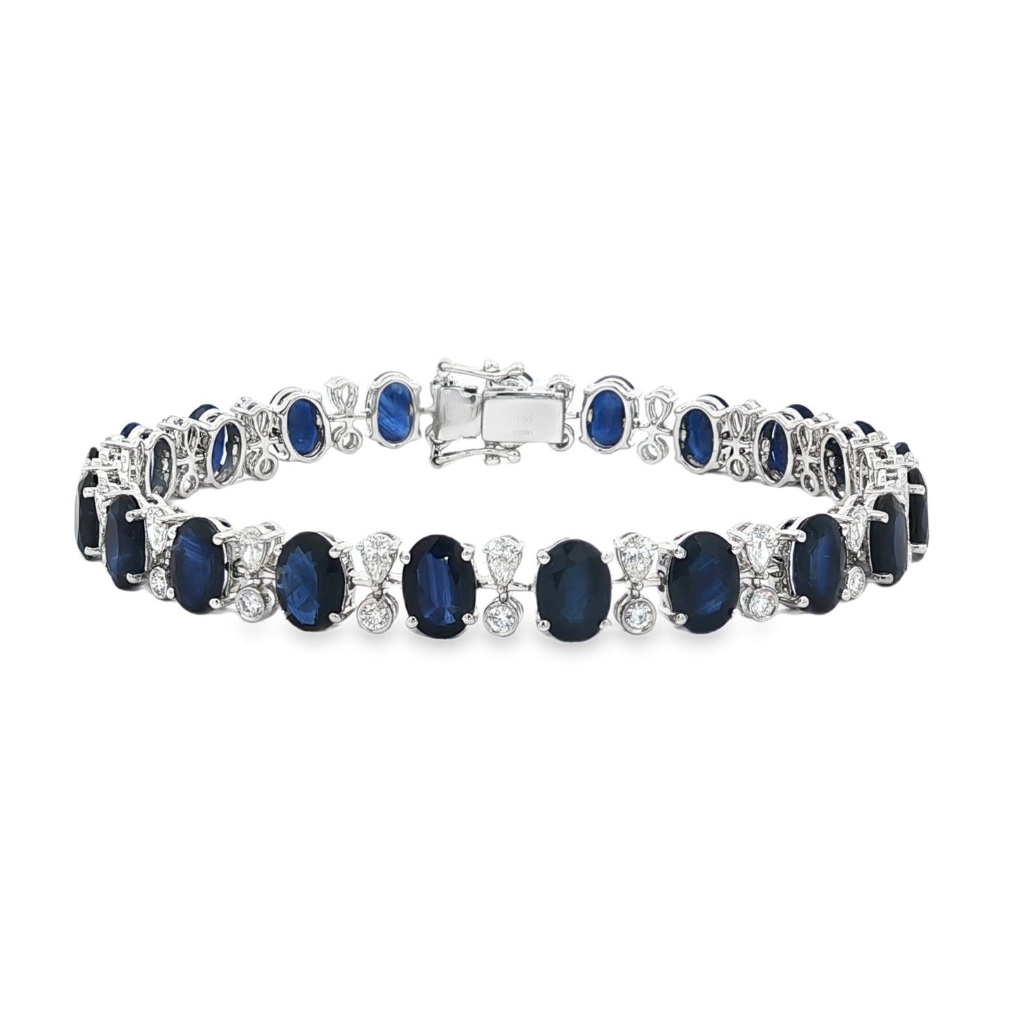 Jai's 18K White Gold Oval Sapphire & Diamond Bracelet