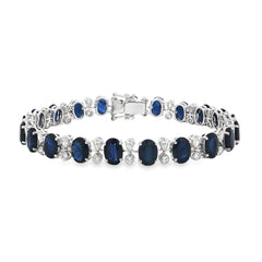 Jai's 18K White Gold Oval Sapphire & Diamond Bracelet