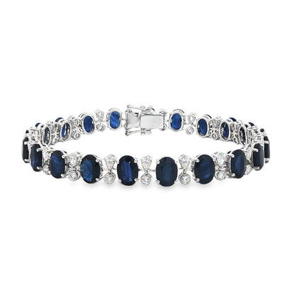 Jai's 18K White Gold Oval Sapphire & Diamond Bracelet