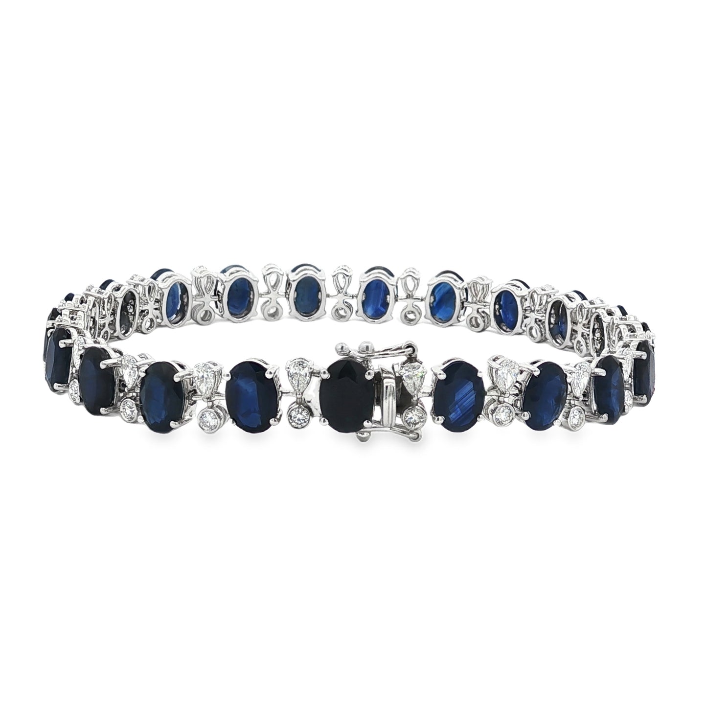 Jai's 18K White Gold Oval Sapphire & Diamond Bracelet