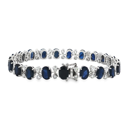 Jai's 18K White Gold Oval Sapphire & Diamond Bracelet