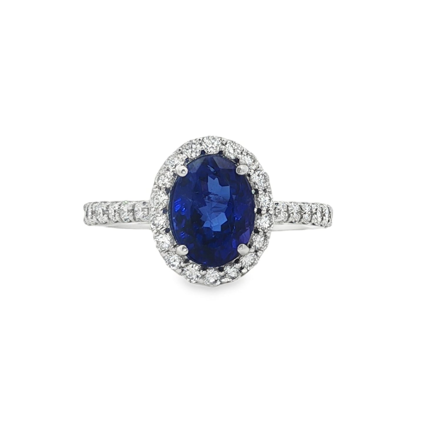 Jai's 14K White Gold Oval Tanzanite & Diamond-lined Ring