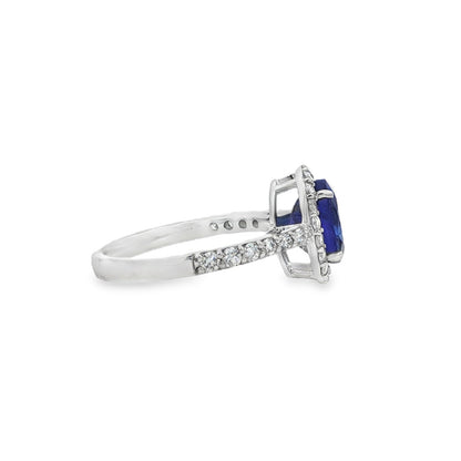 Jai's 14K White Gold Oval Tanzanite & Diamond-lined Ring