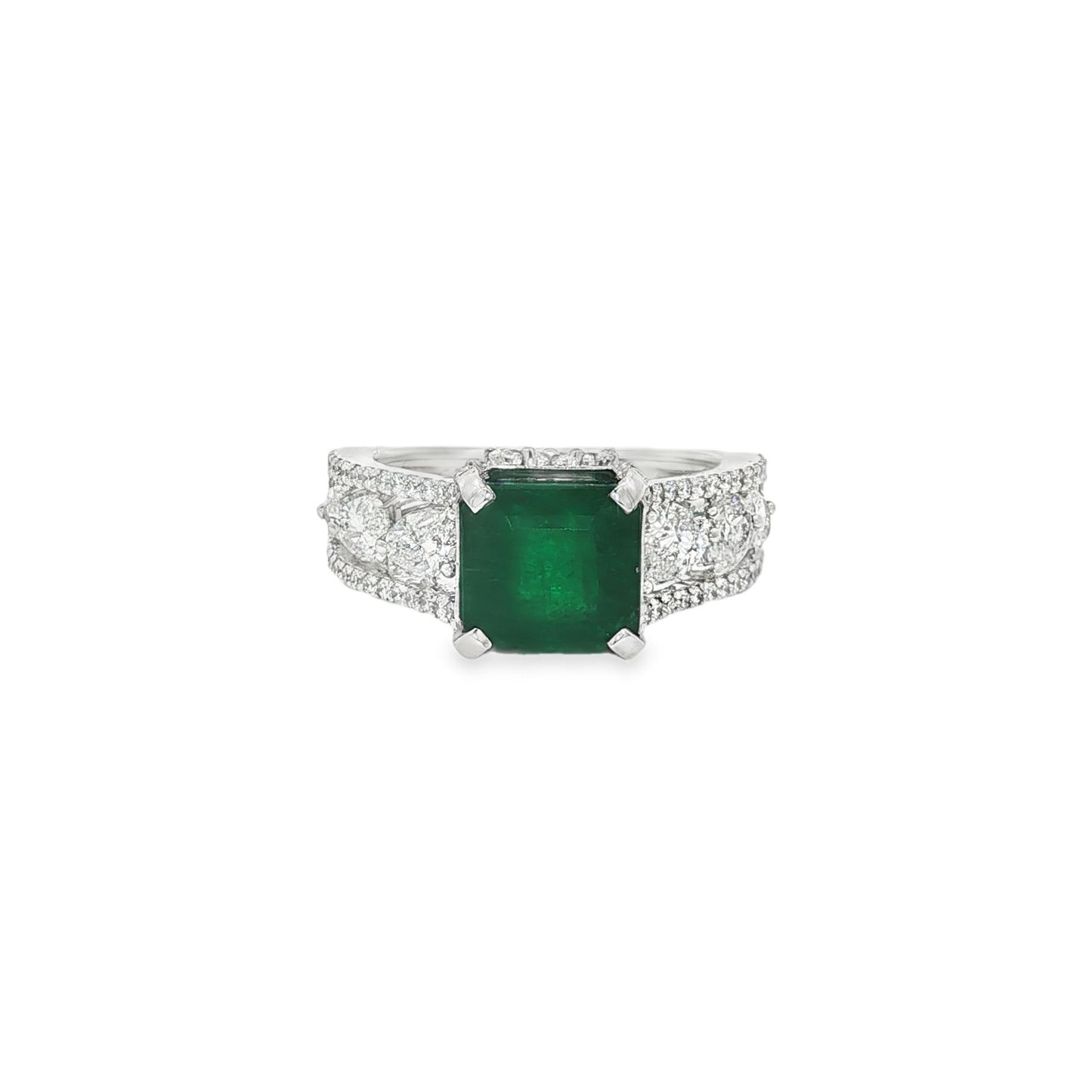 Jai's 18K White Gold Octagon-cut Emerald & Diamond Ring