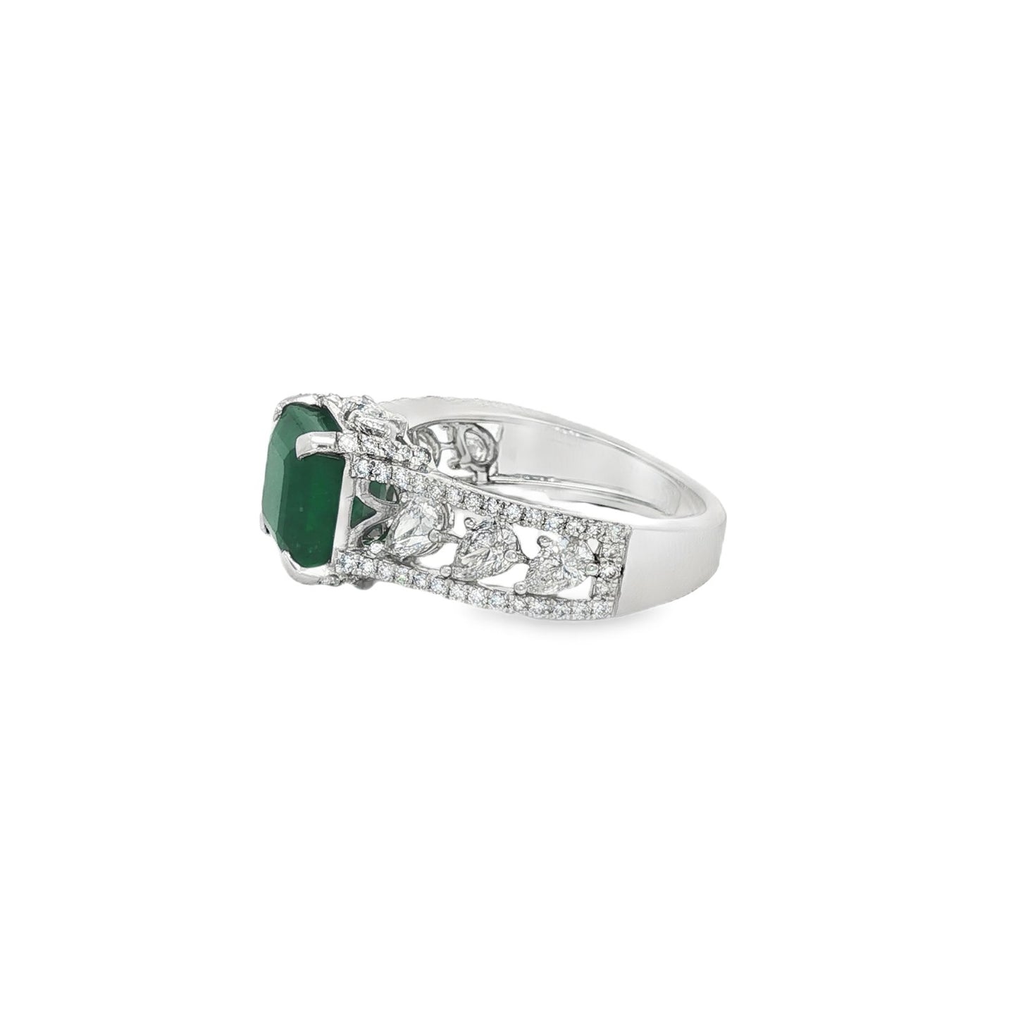 Jai's 18K White Gold Octagon-cut Emerald & Diamond Ring