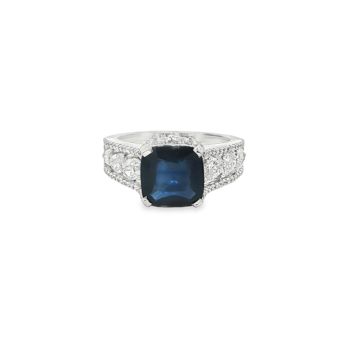 Jai's 18K White Gold Cushion-cut Sapphire & Diamond Ring