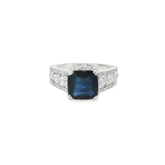Jai's 18K White Gold Cushion-cut Sapphire & Diamond Ring