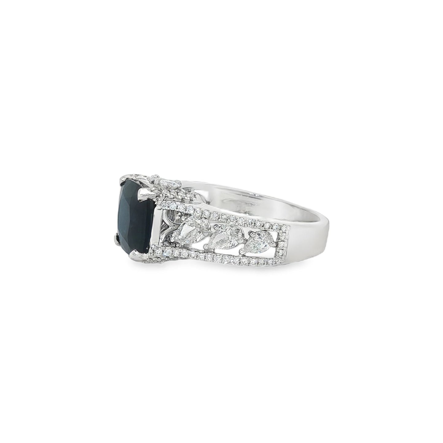 Jai's 18K White Gold Cushion-cut Sapphire & Diamond Ring