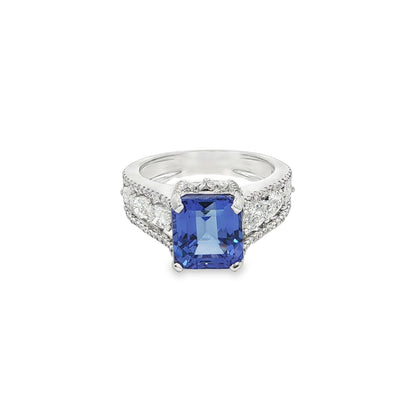 Jai's 18K White Gold Octagon-cut Tanzanite & Diamond Ring