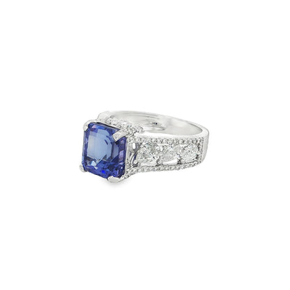 Jai's 18K White Gold Octagon-cut Tanzanite & Diamond Ring