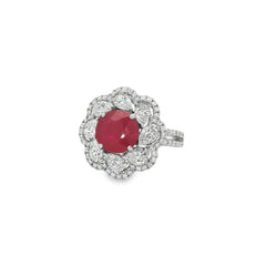 Jai's 18K White Gold Floral Ruby & Diamond Ring