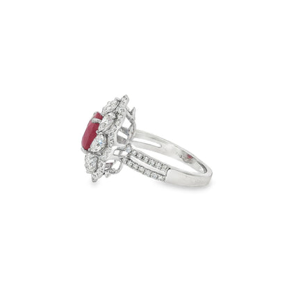Jai's 18K White Gold Floral Ruby & Diamond Ring