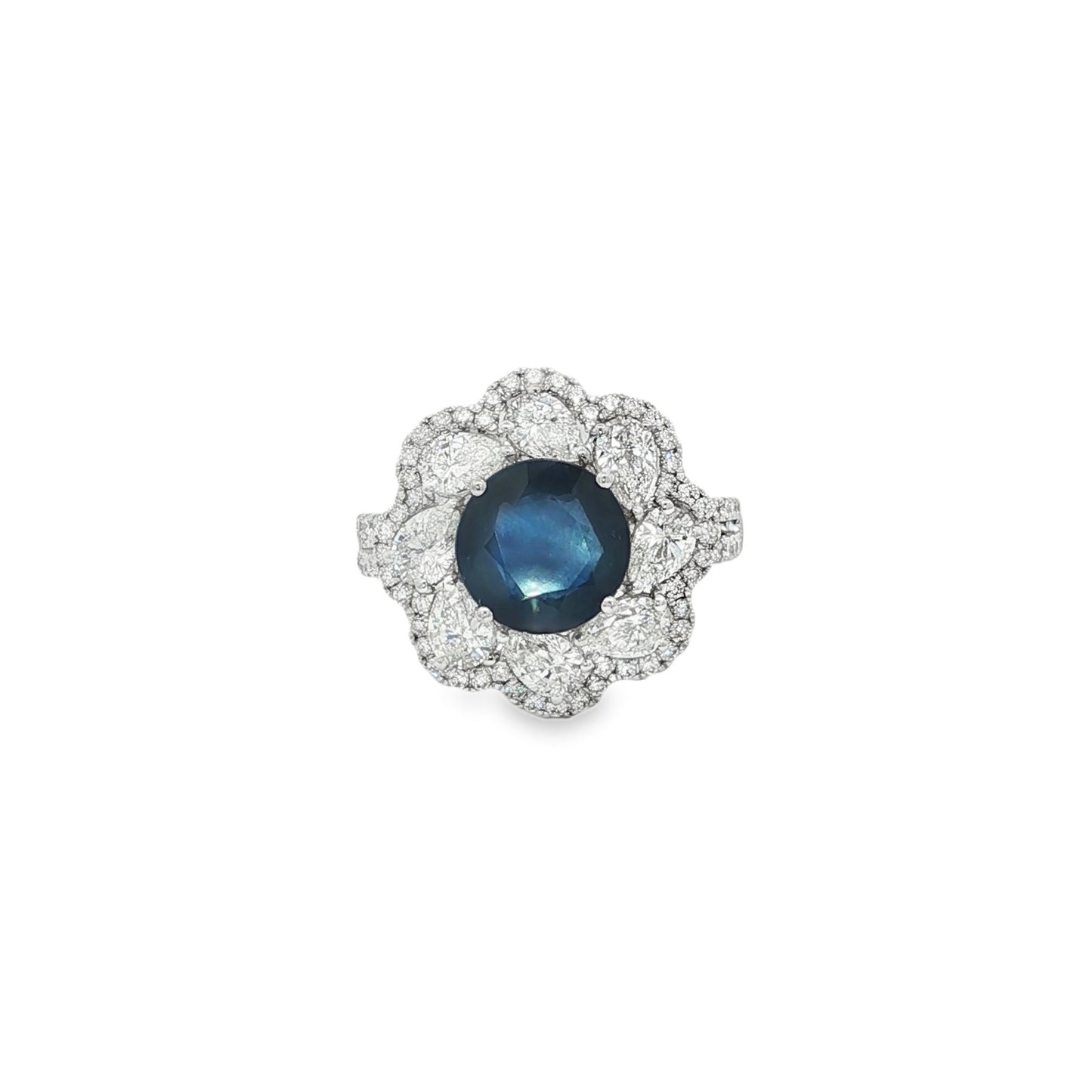 Jai's 18K White Gold Floral Sapphire & Diamond Ring