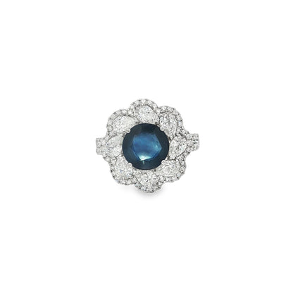 Jai's 18K White Gold Floral Sapphire & Diamond Ring