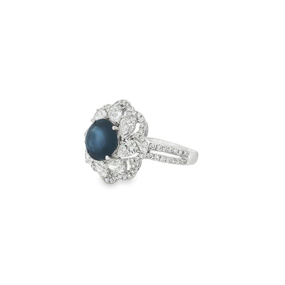 Jai's 18K White Gold Floral Sapphire & Diamond Ring
